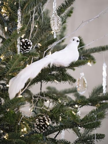 12 Pcs Artificial White Dove Ornaments with Clips for Christmas Trees