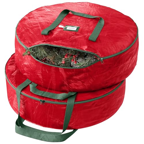 Heavy Duty 30-Inch Christmas Wreath Storage Bag 2-Pack Waterproof