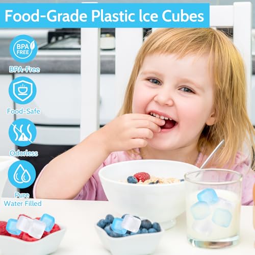 Blue Reusable Ice Cubes 80 Pack - Fast Freeze & No Dilution - JueYiWFZH