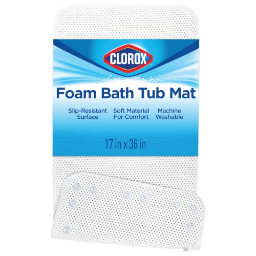 Cushioned Non-Slip Bathtub Mat with Suction Cups, 17 x 36 Inches, White