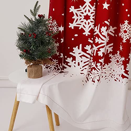 CAROMIO Christmas Velvet Curtains 2 Panels Set 52W x 84L Red Snowflake, Living Room
