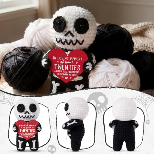 Handmade Crochet Skeleton 30th Birthday Gift - Funny Desk Decor