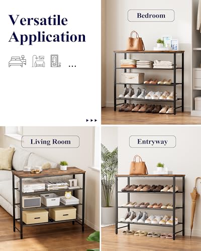 4-Tier Shoe Rack Organizer - 29.5-Inch Wide Entryway Shoe Storage Shelf