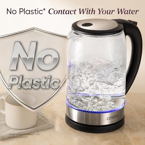 1.7L Glass Electric Kettle - 1500W Fast Boil Hot Water Boiler (Black)