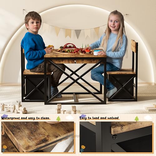 4-in-1 Kids Activity Table and 2 Chairs Set with Storage