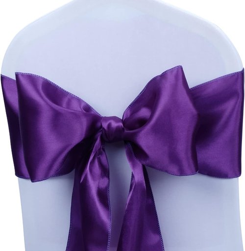Babenest Satin Chair Sashes - 30 Pcs Upgraded Ties & Ribbons for Weddings, Parties & Events | Purple