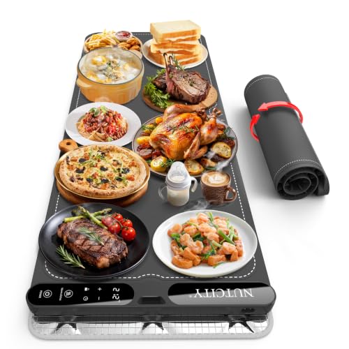 NUTCITY Extra Large 40" x 15" Warming Mat for Food with Heat-Resistant Pad - Starry Gray