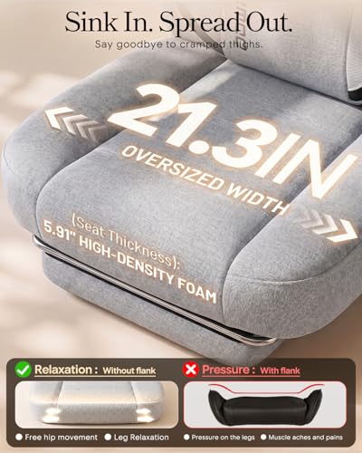 Big and Tall Ergonomic Gaming Chair with Footrest and Lumbar Support, Gray