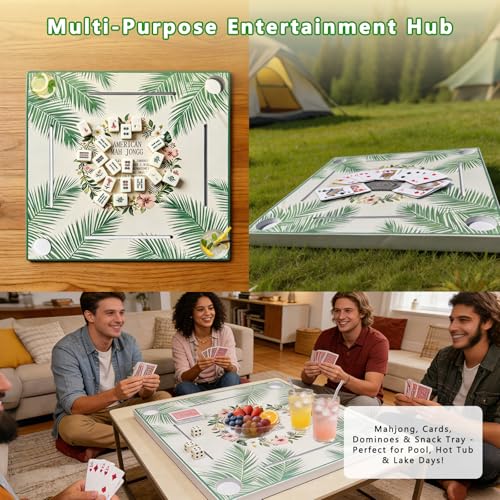 Floating Mahjong Table for Pool - 32x32 Inch Waterproof Game Tray