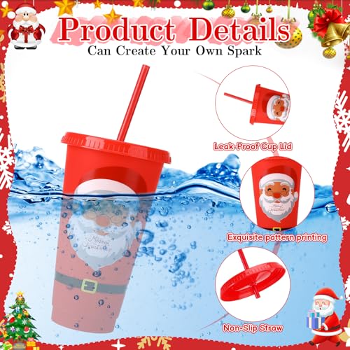 Red Green 12 Pcs Christmas Plastic Cups with Lids & Straws, 24 oz