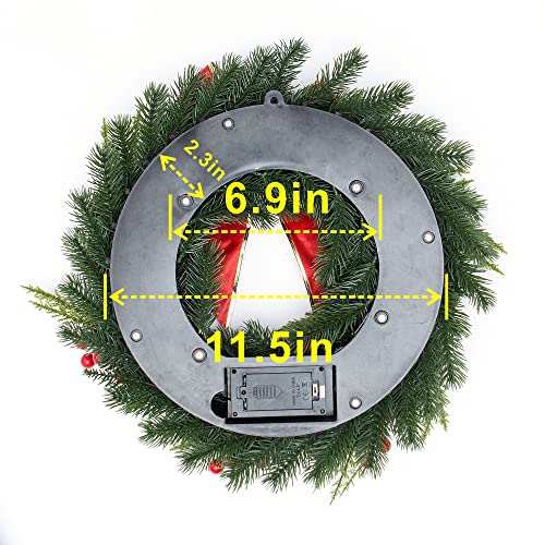 Christmas Wreath 16 Inches, with Metal Hanger, Pre-Lit Artificial