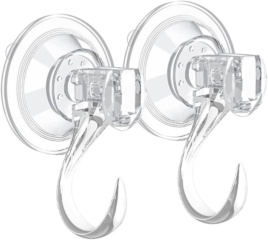 Skiennix 2 Pack Suction Cup Wreath Hanger - Large Clear Removable Hooks for Halloween & Christmas Decor