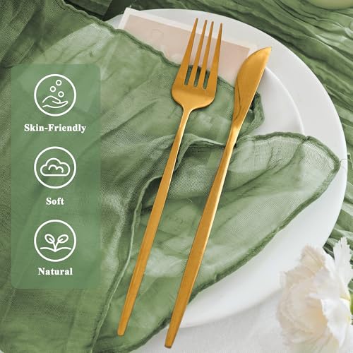 12-Pack Sage Green Cheesecloth Napkins, 20" x 20" Rustic Gauze Table Decor