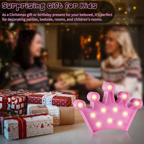 Pink LED Crown Wall Light for Girls Bedroom and Nursery Decor