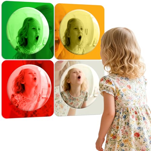 4PCS Sensory Wall Bubble Mirrors, 10x10 Inch Convex Acrylic Mirror Set