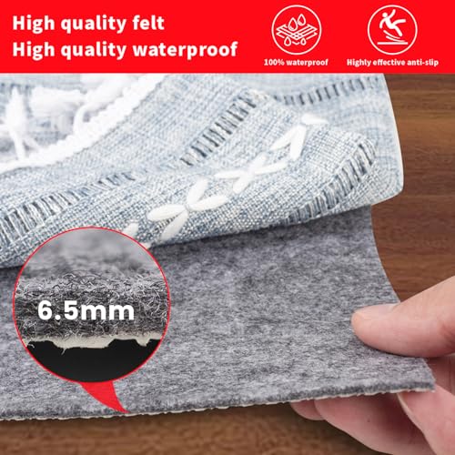 6ft Round Waterproof Non-Slip Rug Pad, 1/4 Inch Thick Carpet Underlay
