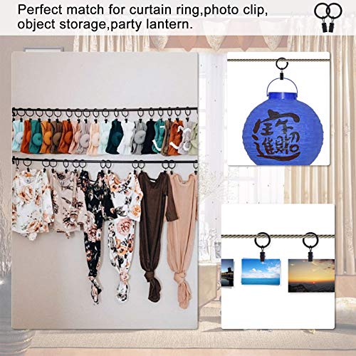 42 Pack Metal Curtain Rings with Clips for 1 Inch Drapery Rods, Black
