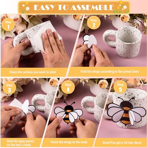 60 Pcs 3D Bee Stickers in 3 Sizes – Cute Wall Decals for Parties