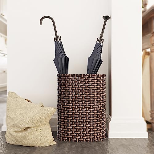 Wicker Umbrella Holder Stand, Tall Narrow Basketweave Entryway Rack
