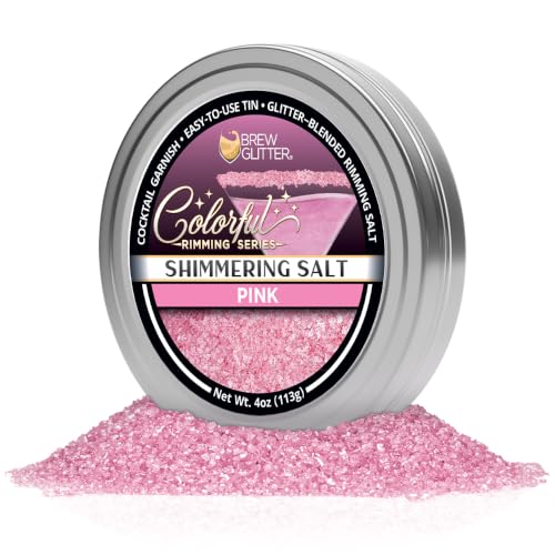 Bakell Pink Glitter Rimming Salt - Edible Cocktail Garnish, 4oz Pack