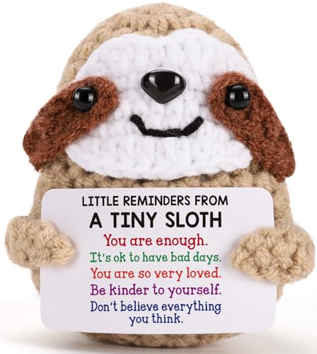 Handmade Crochet Sloth Stress Relief Gift - Inspirational Desk Decor