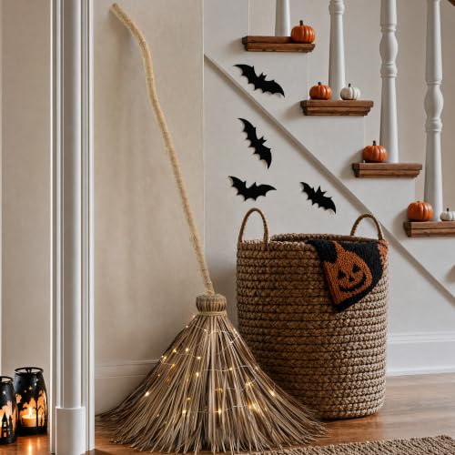 4.5FT Light Up Witch Broom - LED Halloween Decor for Porch & Yard
