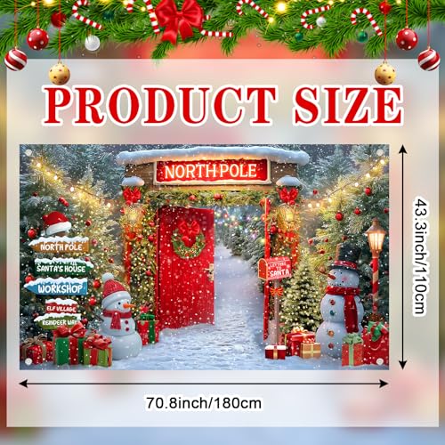 Lecheme Christmas Backdrop North Pole Banner 6x3.6 ft – 180x110 cm