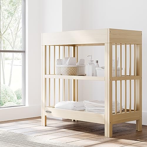 Modern Nursery Changing Table with Storage Shelves and Changing Pad