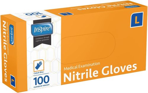Inspire Nitrile Exam Gloves - Original Quality Stretch Cobalt Blue | Disposable, Latex-Free, 4.5" Size