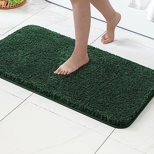 MIULEE Dark Green Bathroom Rugs Set 2-Piece 16x24 Soft Microfiber Non-Slip