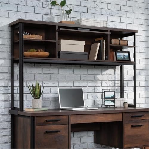 UrbanPro 60-Inch Engineered Wood and Metal Hutch with Adjustable Shelves and Barrister Door