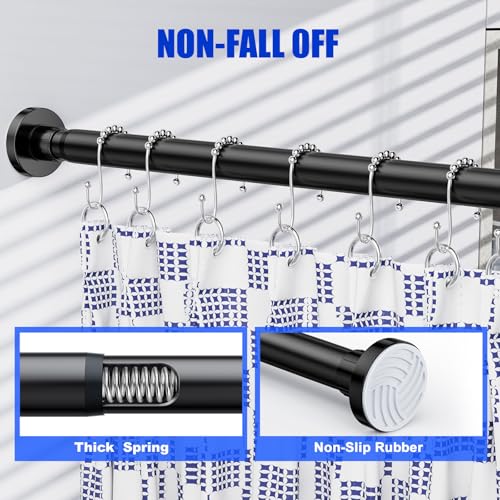 Ausemku Adjustable Shower Curtain Rod 32-80 Inch Heavy Duty Spring Tension
