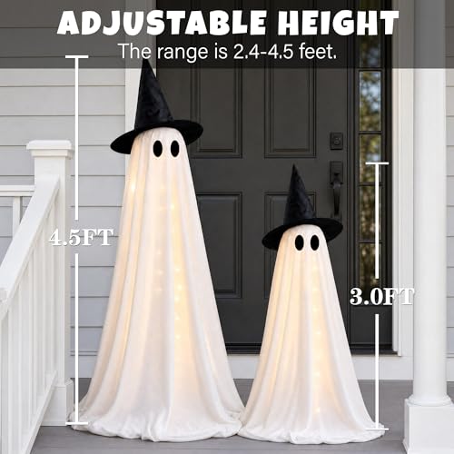 2-Pack Light Up Halloween Standing Ghost Decor with Tripod Lights