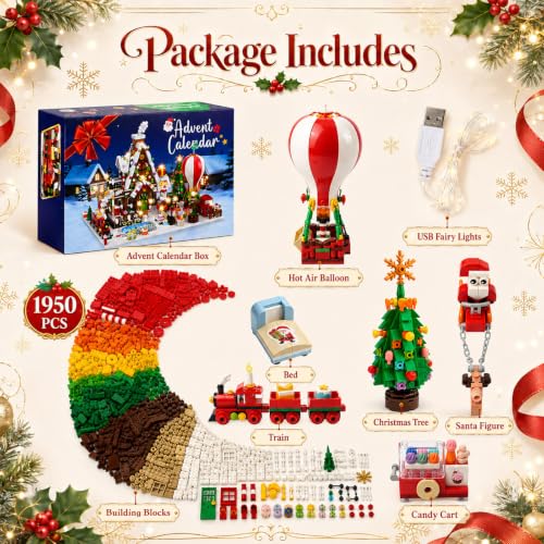 Gingerbread House Christmas Village Building Set Advent Calendar (1750+ Pcs)