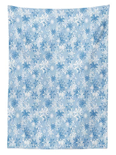 Ambesonne Blue & White Snowflake Tablecloth 84x60 Inches Holiday Decor