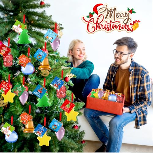 Maxdot 24 Sets Christmas Fillable Bottles & Ornaments - Holiday Party Favors