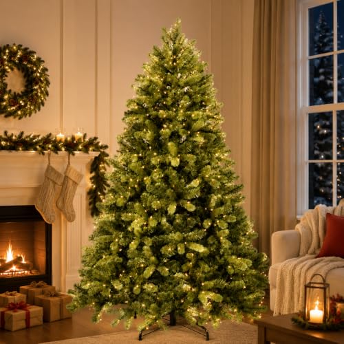 6.5ft Pre-Lit Artificial Douglas Fir Christmas Tree with 650 White Lights
