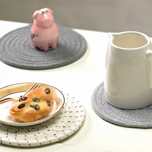 Cotton Woven Potholders and Trivets Set - 7-Inch Heat Resistant Mats (3 Pack)