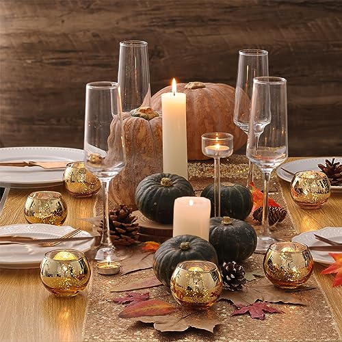 Set of 12 Gold Mercury Glass Votive Candle Holders