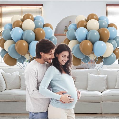 60pcs Blue and Brown Balloon Garland Kit for Baby Shower and Birthday