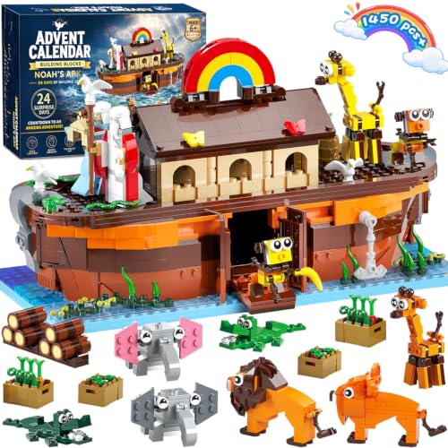 Noah’s Ark Advent Calendar 2026 - Kids 24 Days Religious Building Blocks Gift (OUXUNX)