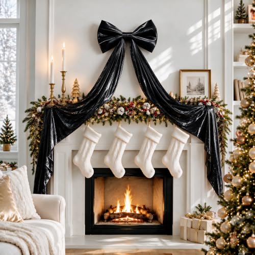 XmasExp Large Black Christmas Tree Topper Bow 16x63 Inch