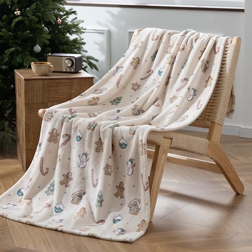 Sushing Confections Grain Fleece Christmas Throw 60x70 Inches Soft Plush Cozy Decor