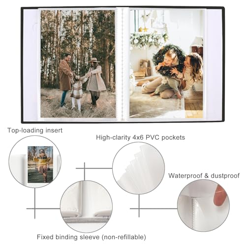 Linen 4x6 Photo Album, 100 Pocket Small Memory Book for Photos & Keepsakes