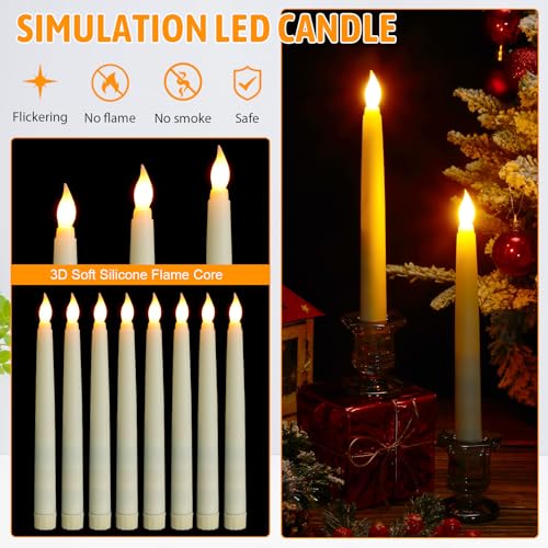 Baquler 50 Pcs 8.5in Ivory Flameless Taper Candles – Bulk LED Candles, 8.5 Inches