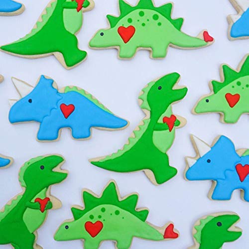 Ann Clark Dinosaur Cookie Cutter 7-Pc. Set (T-Rex, Brontosaurus, Stegosaurus, Triceratops, Dino Foot, Egg, Palm Tree), Made in USA