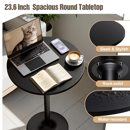 Round Bar Height Pub Table, 41-Inch Tall Cocktail Table with Metal Base