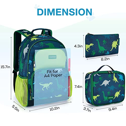 Kids 3-Piece School Backpack Set with Lunch Box & Pencil Case - Ages 4-8