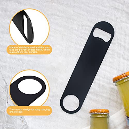 KTOJOY 7-Inch Stainless Steel Flat Bottle Openers - Pack of 4, Black, for Bar & Kitchen