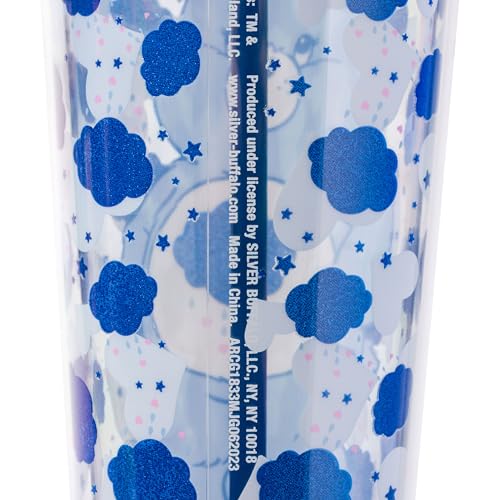 Care Bears Grumpy Bear Glitter Cold Cup 24oz, Official Silver Buffalo Merchandise